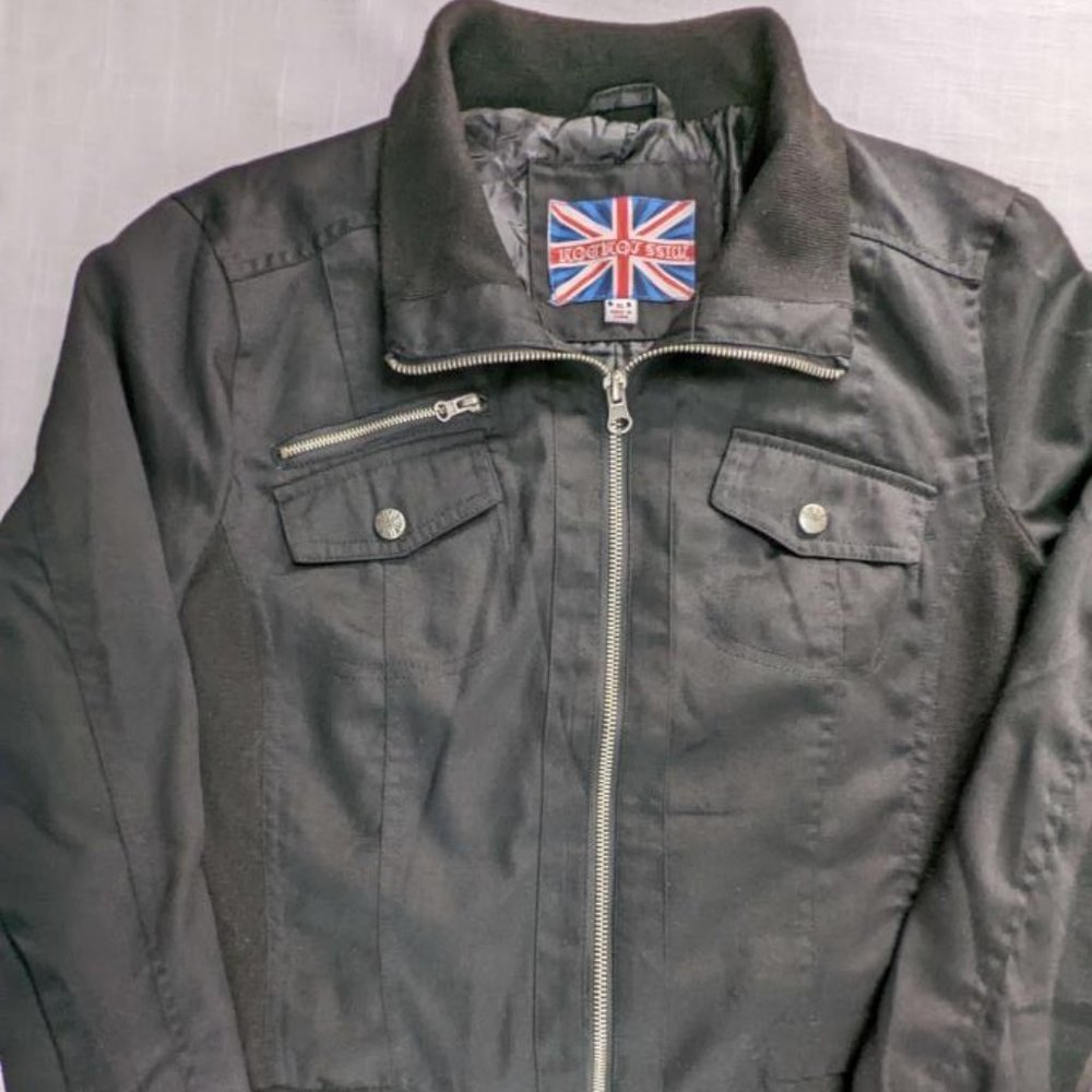 Miss London Woman's Jacket, Black, Juniors Size XL, Zip Up - Picture 3 of 8